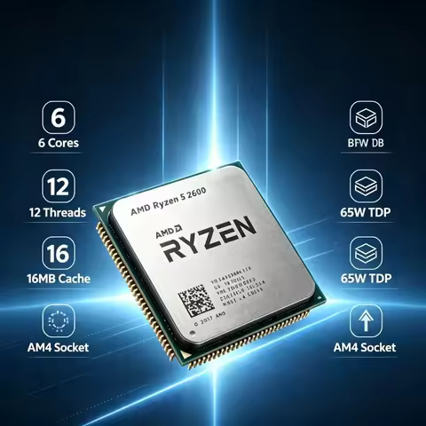 Socket AM4 Desktop Processor AMD Ryzen 5 2600 3.4GHz 6 Core 12 Thread Support DDR4 Memory For PC Bui