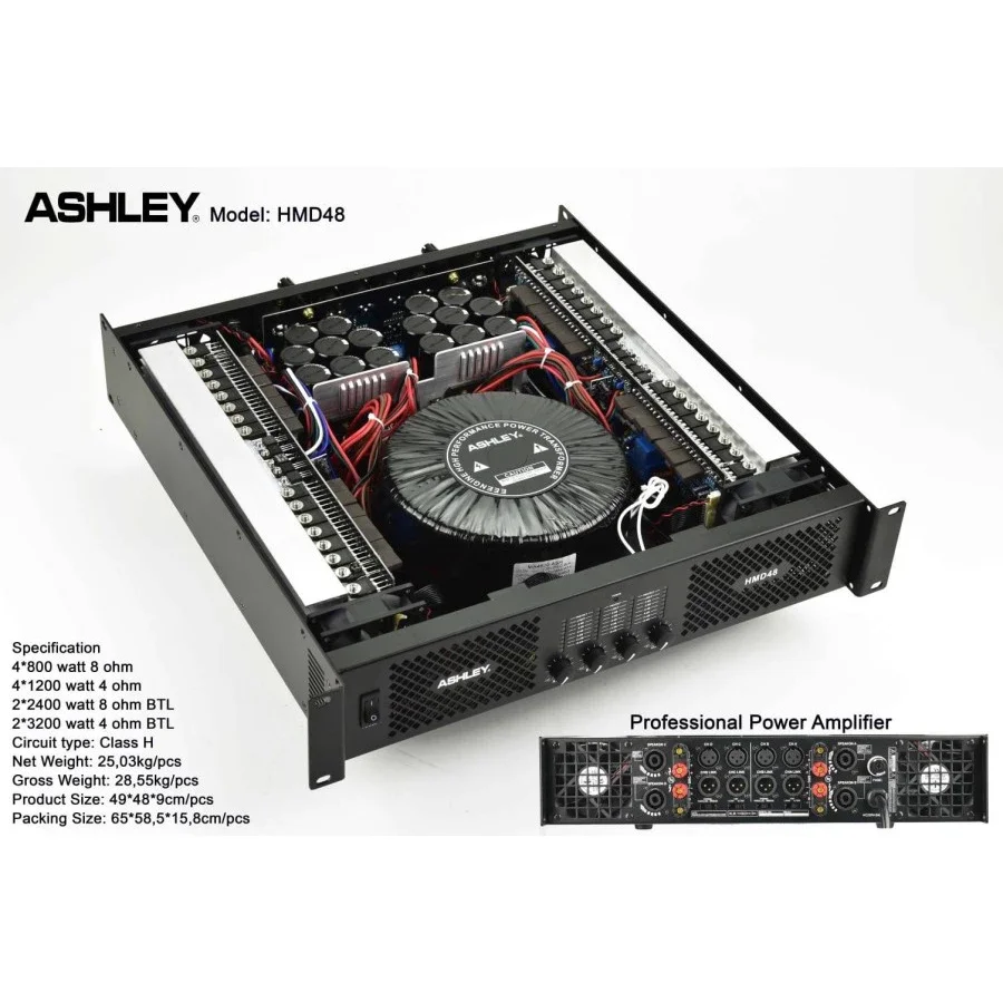 Power Amplifier ASHLEY HMD48 / HMD 48 4 CHANNEL ORIGINAL ASHLEY
