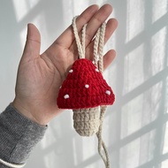 TEMU Handmade Crochet Mushroom Bag, Lipstick And Lighter Lanyard Bag, Whimsical Crochet Knitting; Fa