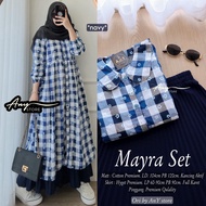 mayra setelan long tunic jumbo ld 130 ld 120 by A.N.Y rok panjang plisket midi dress garis garis tun