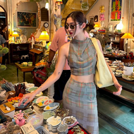 (Limited)MULTITASK - A-Skirt Olive check Pre-order 3 days