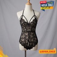 SEMI-TRANSPARENT LACE BIKINI LINGERIE CROTCHLESS DESIGN