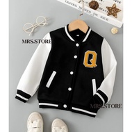 Children's Varsity Baseball Jacket Initial Q Girls Boys Age 2 3 4 5 6 7 8 9 10 11 12 Years Full Scre