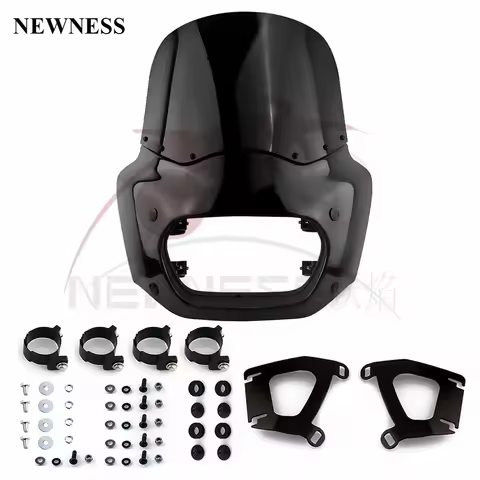 11" Front Mask Headlight Windshield FairingsFor Harley Fat Bob FXFB 114 FXFBS Motorcycle 48-55mm For