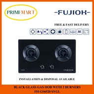 FUJIOH FH-GS6520 SVGL BLACK GLASS GAS HOB WITH 2 BURNERS - 1 YEAR FUJIOH WARRANTY + FREE DELIVERY