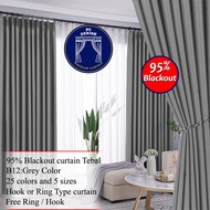 B20-95% Blackout Curtain Tebal/Hotel Curtain/ Sliding door curtain/Langsir tebal/Ready Made curtain with free Hook/Ring.