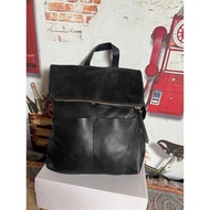 New genuine leather backpack mixed with genuine thick leather