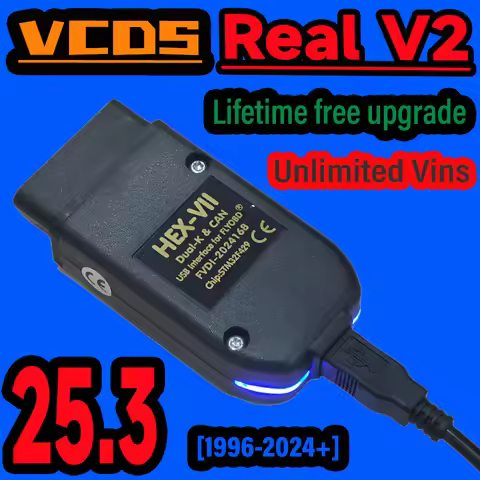 2025 VCDS-HEX V2 Interface VAGCOM V25.3 HEX REAL V2 FOR VW For AUDI Skoda Seat Multi-Language Car Di