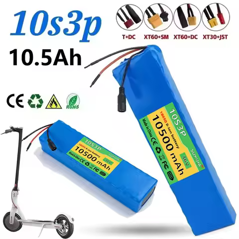 10S3P 36V 10.5Ah 18650 Rechargeable Lithium Battery, 1000W Power, Modified Bicycle, Electric Scooter
