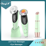 ☃♣☬Ckeyin Green Face Beauty Machine 7in1 Ems Facial Led Light Wrinkle Removal Skin Tightening Heated