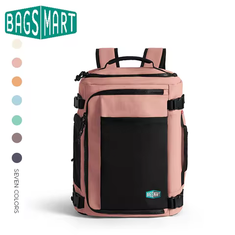 BAGSMART Men Women Travel Backpack with Shoe Compartment Airplane Compression Backpack Waterproof An