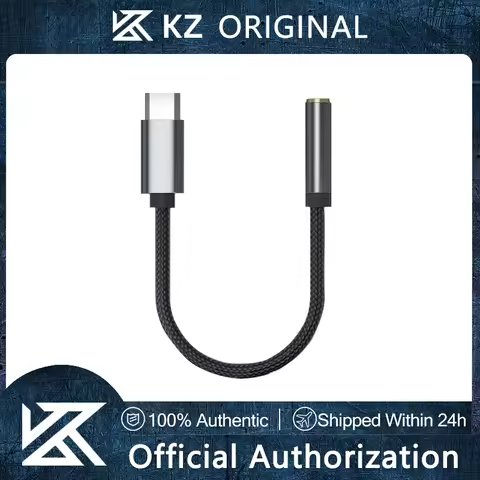 KZ AM01 Type-C to 3.5mm Audio Adapter 32bit/384kHz Hi-Fi DAC + IC Amplifier Dual Chip Earphone Audio