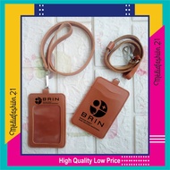 Tali Lanyard Gantungan Id Card Kulit BRIN (Badan Riset dan Inovasi Nasional) (Slot 3 Kartu)