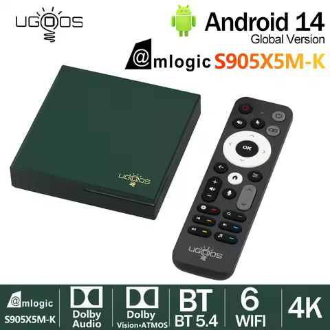 Android 14 UGOOS SK4 Pro Smart TV BOX S905X5M-K Quad core ARM Cortex-A55 LPDDR4 4GB 64GB BT5.4 Set T