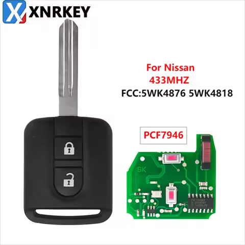 XNRKEY Original 5WK4876/818 ID46 Chip 2 Button Remote Key Fob For Nissan Cabstar F24M K12 Elgrand X-