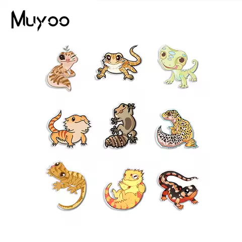 2023 New Arrival Fashion Cute Lizard Cartoon Animal Graffiti Handcraft Epoxy Acrylic Resin Lapel Pin