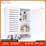 SENBIJU White Bamboo Adjustable Hanging Cabinet Storage Cabinet Bathroom Kitchen Storage Cabinet Sto