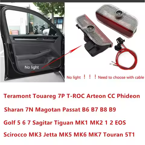2Pcs LED Car Welcome Projector Light Door Lamp For VW Jetta Golf 5 6 7 Sharan 7N Touran Arteon CC Pa