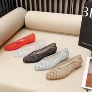 [diy] Korean Pointed Toe Jelly Shoes Single Shoes Crystal pvc Hollow Shoes