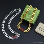 Gujia GUCCI GUCCI Trademark Series Enamel Chain Style 925 Silver Necklace Men's Gift