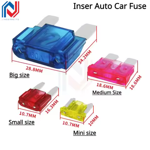 Inser Auto Car Fuse 1A 2A 3A 5A 7.5A 10A 15A 20A 25A 30A 35A 40A ZINC Pins Mini Small Medium Big Siz