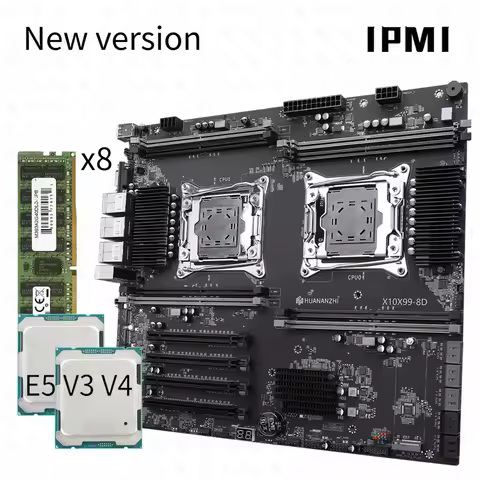 IPMI X99 Motherboard Dual CPU Server Kit with E5 V3 V4 DDR4 64-512GB 2400MHz Support 2*2.5G LAN 3*PC