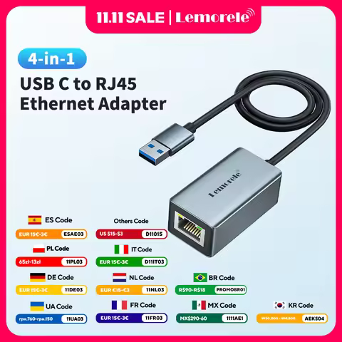 Lemorele TC48 USB3.0 Ethernet Network Adapter for Macbook USB C to RJ45 Ethernet Adapter for PC Lapt