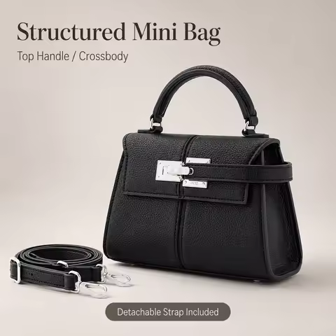 Luxury Elise Mini Square Crossbody Bag: Black Vegan Leather Designer Handbag - High-End Shoulder Pur