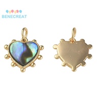 BENECREAT 2pcs Abalone Shell/Paua Shell with Brass Findings and Jump Rings Nickel Free Heart golden 