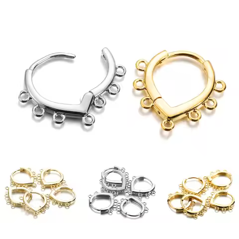 8Pcs 17MM 18K Plating Gold Lever Back Earring French Hook Ear Wire With 7 Loop Settings Base For DIY