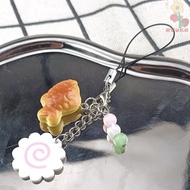 AVUKA Fish Cake Keychain, Pink Squid Roll Japanese Food Taiyaki Pendant, Phone Lanyard Bag Charm Str