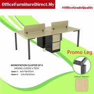 4 Seater Workstation with Drawer Office Table Open Plan Desking System (Delivery and install KL) OFD