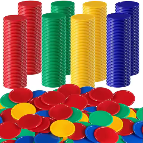 40PCS Plastic Poker Chips 4 Colors Bingo Markers Learning Counters ( Red Yellow Blue Green )Size 37M
