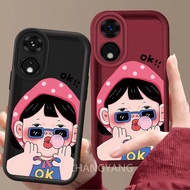 Case For OPPO A98 5G A97 5G Cartoon Cute Red Hat Girl Phone Case Silicone TPU Phone Soft Case Camera