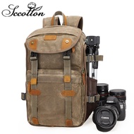 S. C. Cotton Leisure Backpack for Photography Retro Waterproof Liner Bag Tripod SLR Digital Mirrorless Camera Bag