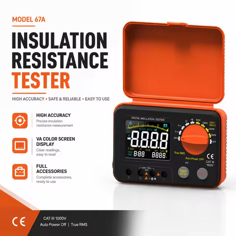 Digital Insulation Resistance Tester 250 To 5000 Volt For Cable Motor Electrical Test True RMS Multi