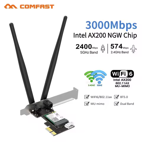 COMFAST WiFi 6 3000Mbps PCI-E Wi-Fi Adapter AX200 NGW WIFI Card 2.4G/5Ghz BT 5.2 PCI Express Wireles