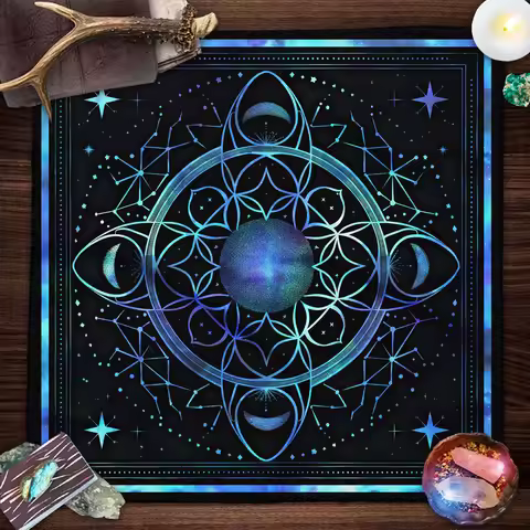 Geometric Celestial Tarot Card Tablecloth Altar Cloth Starry Sky Tarot Cards Divination Cloth For Ta