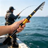 New Short Section Carbon Fiber Telescopic Multi-Function Sea Fishing Rod, Portable Ultra-Short Ultra