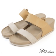 FM SHOES Contrast Color Decompression Wedge Slippers Yellow