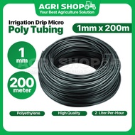 1mm x 200m (2L/hr) Drip Irrigation Poly Tubing Micro Garden Gardening Water Hose Tube