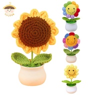 〔8C05〕 1 Piece Creative Artificial Flowers Cute Crochet SunFlower Pots Knitted Flower Graduation Flo