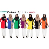 BAJU RUMAH SUKAN MUSLIMAH IRONLESS - Merah, Biru, Kuning, Hijau