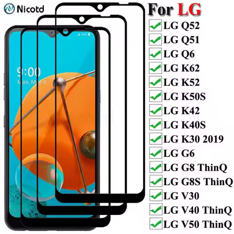 3Pcs/Lot Full Cover Tempered Glass For LG Q51 Q52 Q6 Screen Protector On LG K62 K52 K50S K42 K40S K3