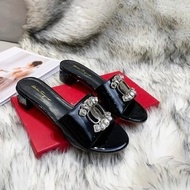 High heels, large heel: 3CM, fish mouth slippers, patent leather top/cowhide top + sheepskin inner c