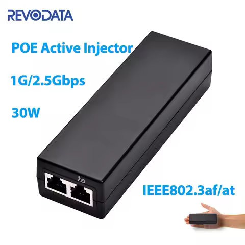 REVODATA 2.5Gigabit POE injector 100/1000Mbps/1G/2.5G compatible IEEE802.3af/at Active Power Supply 