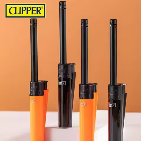 Clipper Long Neck Refillable Open Flame Lighter Windproof Butane Gas Camping Accessories for Outdoor