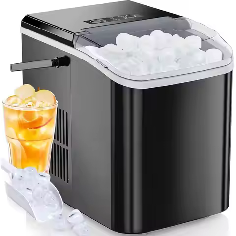 Portable 26lb Ice Maker with 9 Cubes in 6 Mins, Auto-Clean, Sleek Black for Home, Kitchen, Camping,
