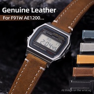 For Casio W800h AE1200 F91W Genuine Leather Watch Strap 18mm Quick Release Vintage Oil Waxed Univers