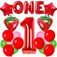 (SG SELLER) 1st Birthday Party Decoration, Strawberry First Birthday Decor Set Happy Birthday Fruity